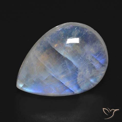 16.74ct Натуральный Голубовато-белый Радужный лунный камень, Форма груши, Прозрачный