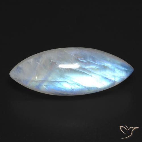12.33ct Натуральный Голубовато-белый Радужный лунный камень, Маркиза, Прозрачный
