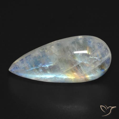 10.83ct Натуральный Голубовато-белый Радужный лунный камень, Форма груши, Прозрачный