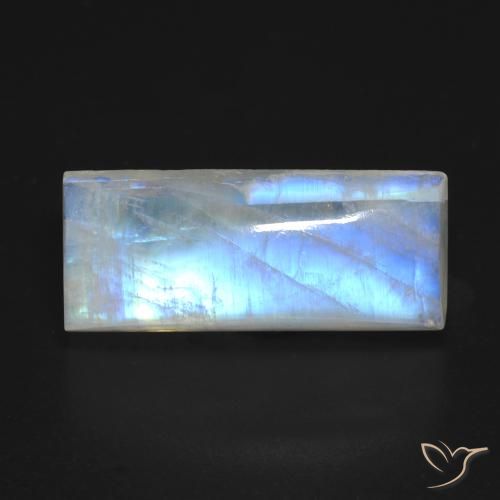 9.46ct Натуральный Голубовато-белый Радужный лунный камень, Огранка Багет, Прозрачный
