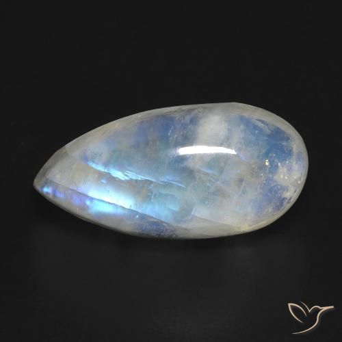 8.35ct Натуральный Голубовато-белый Радужный лунный камень, Форма груши, Прозрачный