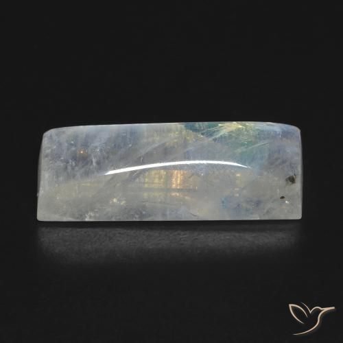 6.98 карата, натуральный Голубовато-белый Радужный лунный камень, Огранка Багет, Прозрачный