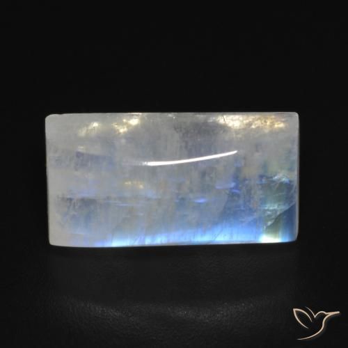 7.10ct Натуральный Голубовато-белый Радужный лунный камень, Огранка Багет, Прозрачный
