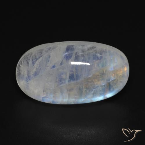 11.85ct Натуральный Голубовато-белый Радужный лунный камень, Овал, Прозрачный