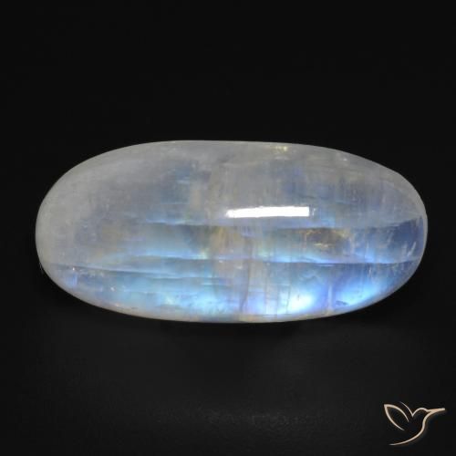 12.42ct Натуральный Голубовато-белый Радужный лунный камень, Овал, Прозрачный