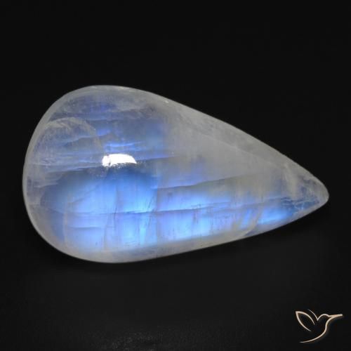 14.18ct Натуральный Голубовато-белый Радужный лунный камень, Форма груши, Прозрачный