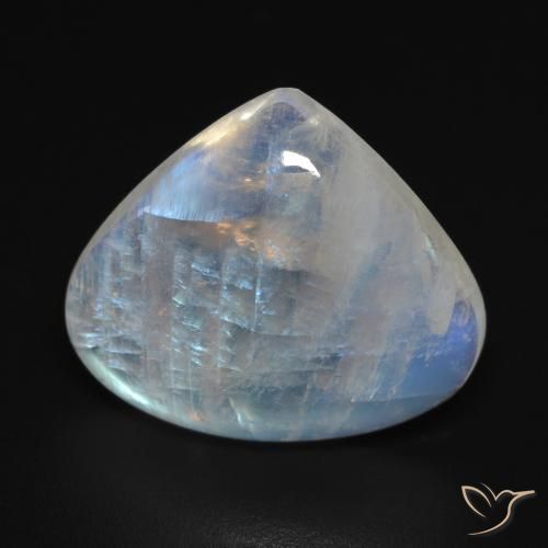 12.67ct Натуральный Голубовато-белый Радужный лунный камень, Форма груши, Прозрачный