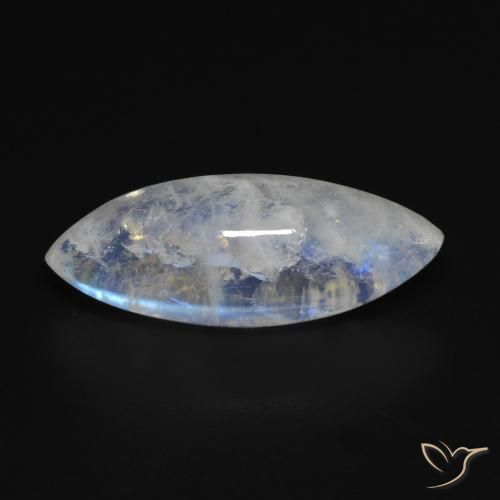 10.53ct Натуральный Голубовато-белый Радужный лунный камень, Маркиза, Прозрачный