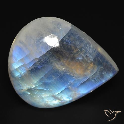 18.49ct Натуральный Голубовато-белый Радужный лунный камень, Форма груши, Прозрачный