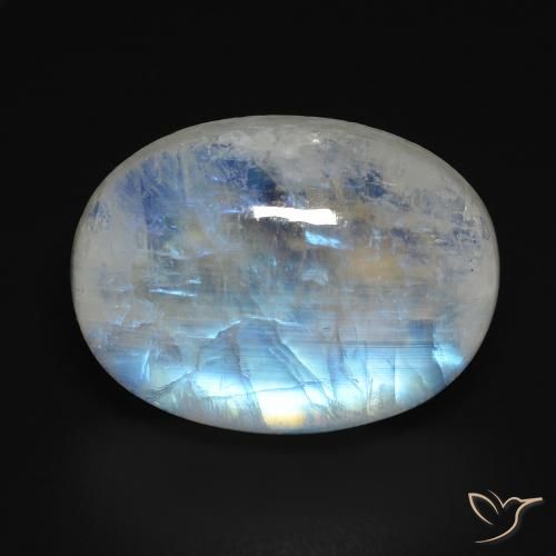 12.15ct Натуральный Голубовато-белый Радужный лунный камень, Овал, Прозрачный