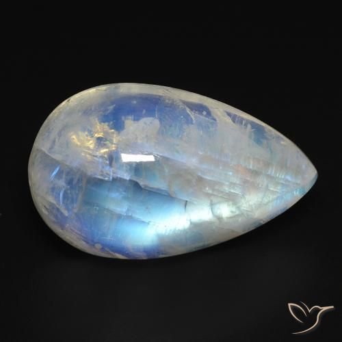 15.76ct Натуральный Голубовато-белый Радужный лунный камень, Форма груши, Прозрачный
