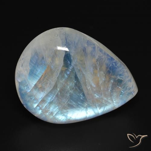 20.24ct Натуральный Голубовато-белый Радужный лунный камень, Форма груши, Прозрачный