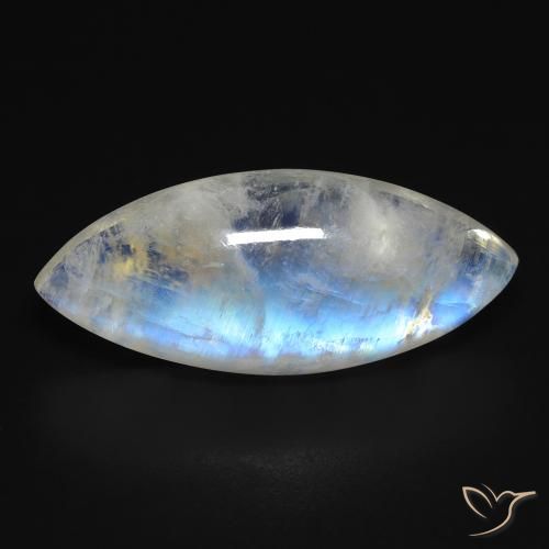 13.85ct Натуральный Голубовато-белый Радужный лунный камень, Маркиза, Прозрачный
