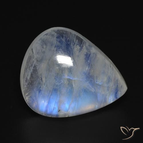 12.82ct Натуральный Голубовато-белый Радужный лунный камень, Форма груши, Прозрачный
