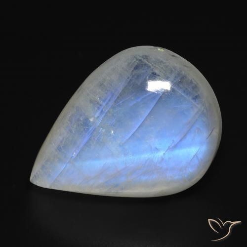 18.15ct Натуральный Голубовато-белый Радужный лунный камень, Форма груши, Прозрачный