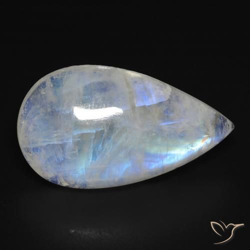 16.44ct Натуральный Голубовато-белый Радужный лунный камень, Форма груши, Прозрачный