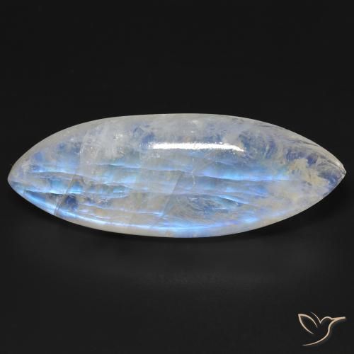 33.16ct Натуральный Голубовато-белый Радужный лунный камень, Маркиза, Прозрачный