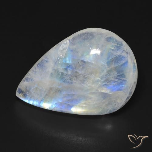 13.11ct Натуральный Голубовато-белый Радужный лунный камень, Форма груши, Прозрачный