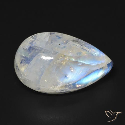 13.06ct Натуральный Голубовато-белый Радужный лунный камень, Форма груши, Прозрачный
