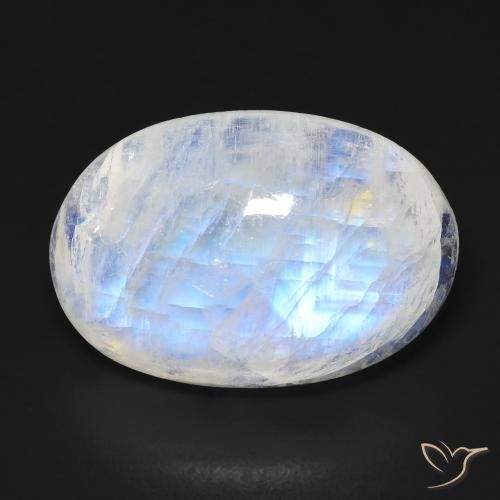 14.30ct Натуральный Голубовато-белый Радужный лунный камень, Овал, Прозрачный
