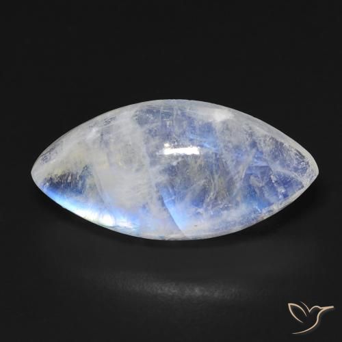10.03ct Натуральный Голубовато-белый Радужный лунный камень, Маркиза, Прозрачный