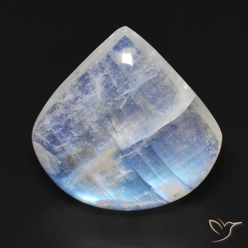 13.24ct Натуральный Голубовато-белый Радужный лунный камень, Форма груши, Прозрачный