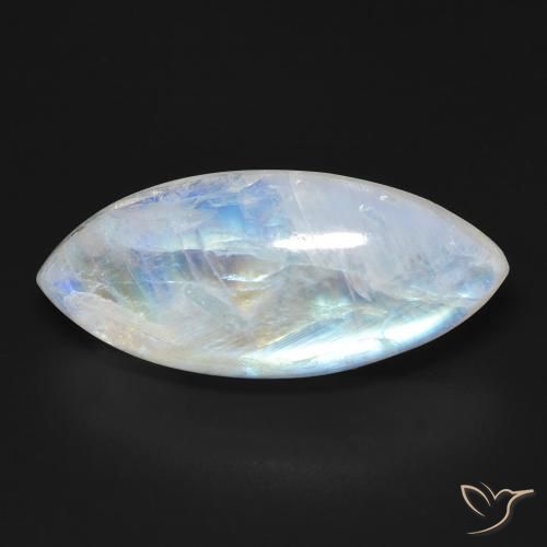 12.26ct Натуральный Голубовато-белый Радужный лунный камень, Маркиза, Прозрачный