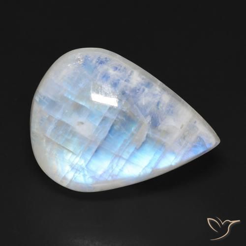 20.29ct Натуральный Голубовато-белый Радужный лунный камень, Форма груши, Прозрачный
