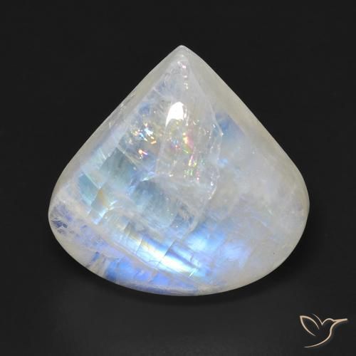 12.84ct Натуральный Голубовато-белый Радужный лунный камень, Форма груши, Прозрачный