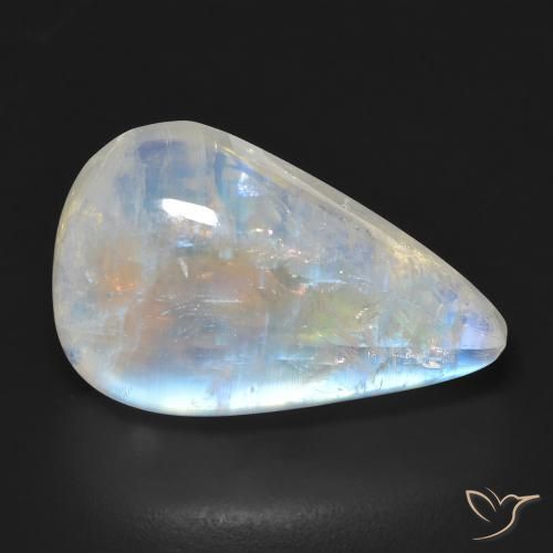 23.12ct Натуральный Голубовато-белый Радужный лунный камень, Форма груши, Прозрачный