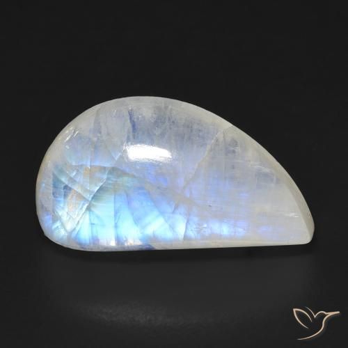 10.97ct Натуральный Голубовато-белый Радужный лунный камень, причудливая, Прозрачный