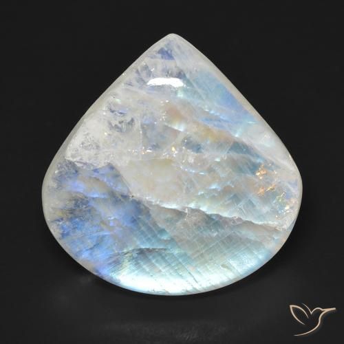 16.66ct Натуральный Голубовато-белый Радужный лунный камень, Форма груши, Прозрачный