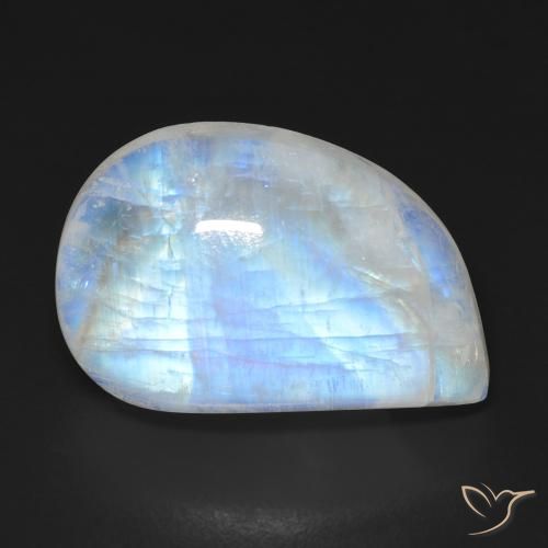 18.29ct Натуральный Голубовато-белый Радужный лунный камень, причудливая, Прозрачный