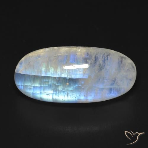 13.15ct Натуральный Голубовато-белый Радужный лунный камень, Овал, Прозрачный