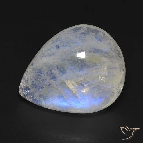 9.08ct Натуральный Голубовато-белый Радужный лунный камень, Форма груши, Прозрачный