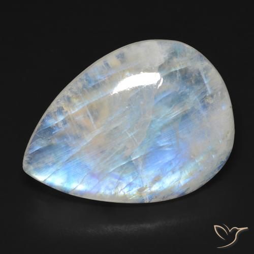 17.01ct Натуральный Голубовато-белый Радужный лунный камень, Форма груши, Прозрачный