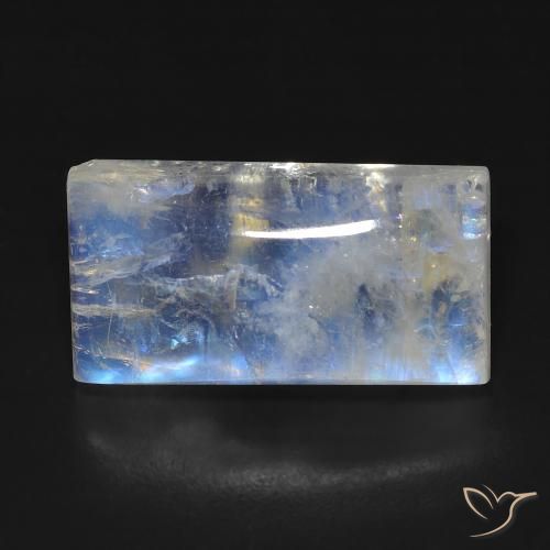 12.81ct Натуральный Голубовато-белый Радужный лунный камень, Огранка Багет, Прозрачный