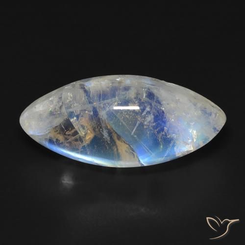 9.87ct Натуральный Голубовато-белый Радужный лунный камень, Маркиза, Прозрачный