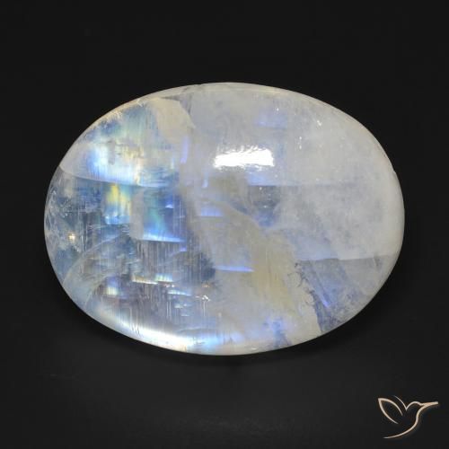 20.42ct Натуральный Голубовато-белый Радужный лунный камень, Овал, Прозрачный