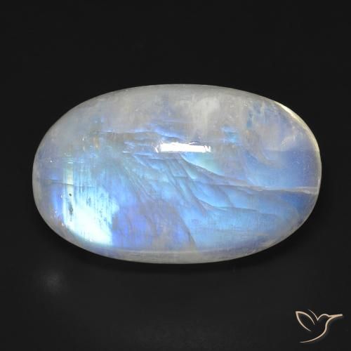 19.40ct Натуральный Голубовато-белый Радужный лунный камень, Овал, Прозрачный