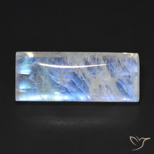 14.66ct Натуральный Голубовато-белый Радужный лунный камень, Огранка Багет, Прозрачный