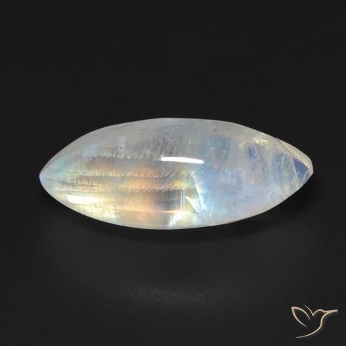 9.75ct Натуральный Голубовато-белый Радужный лунный камень, Маркиза, Прозрачный