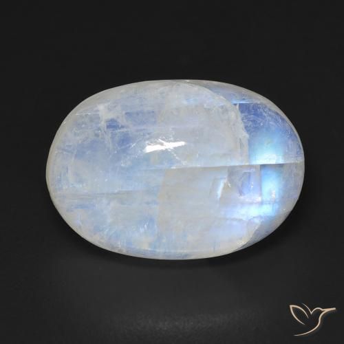 10.75ct Натуральный Голубовато-белый Радужный лунный камень, Овал, Прозрачный