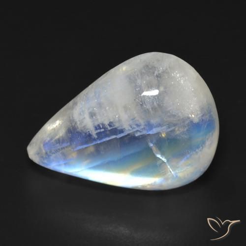 14.55ct Натуральный Голубовато-белый Радужный лунный камень, Форма груши, Прозрачный