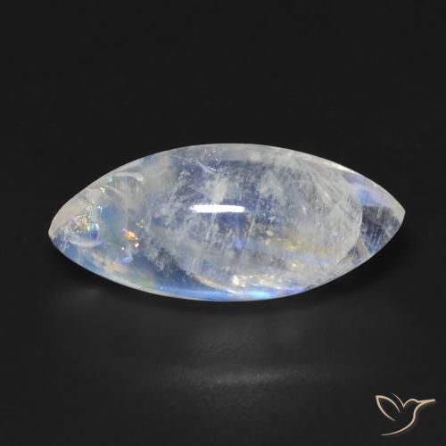 7.19ct Натуральный Голубовато-белый Радужный лунный камень, Маркиза, Прозрачный