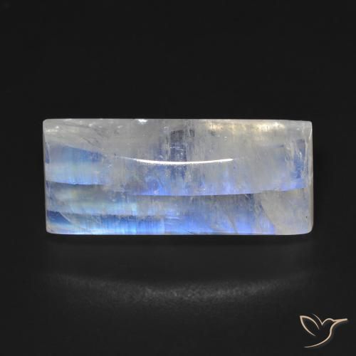 14.85ct Натуральный Голубовато-белый Радужный лунный камень, Огранка Багет, Прозрачный