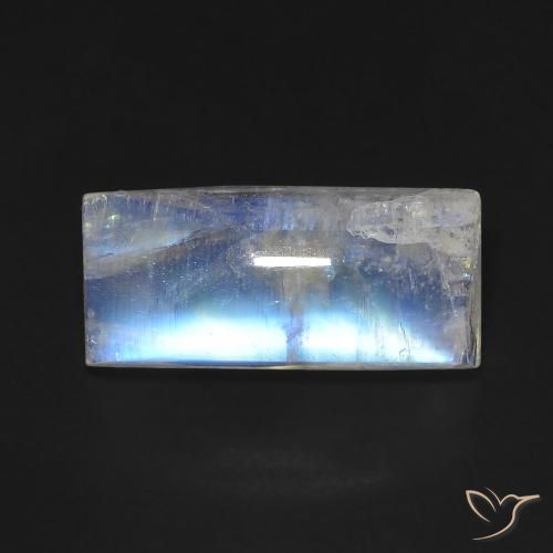 5.90ct Натуральный Голубовато-белый Радужный лунный камень, Огранка Багет, Прозрачный