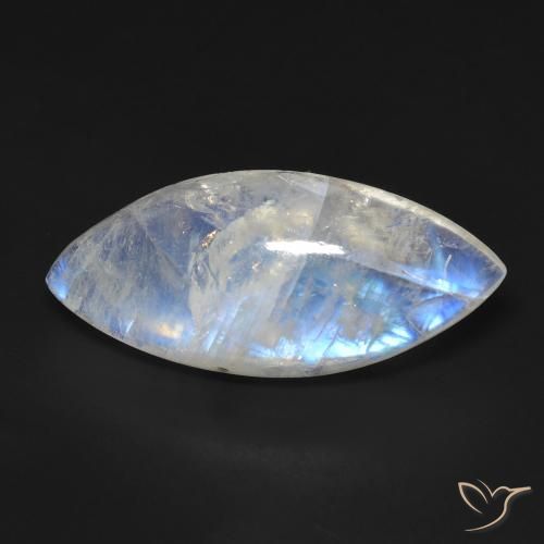 12.95ct Натуральный Голубовато-белый Радужный лунный камень, Маркиза, Прозрачный