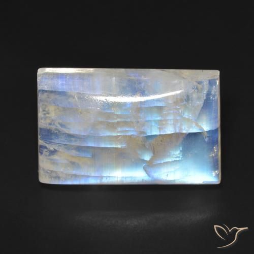 17.69ct Натуральный Голубовато-белый Радужный лунный камень, Огранка Багет, Прозрачный