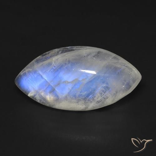 10.53ct Натуральный Голубовато-белый Радужный лунный камень, Маркиза, Прозрачный